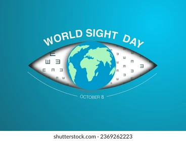 Bild på ett öga, där pupillen är en jordglob, överst står texten "World Sight Day"